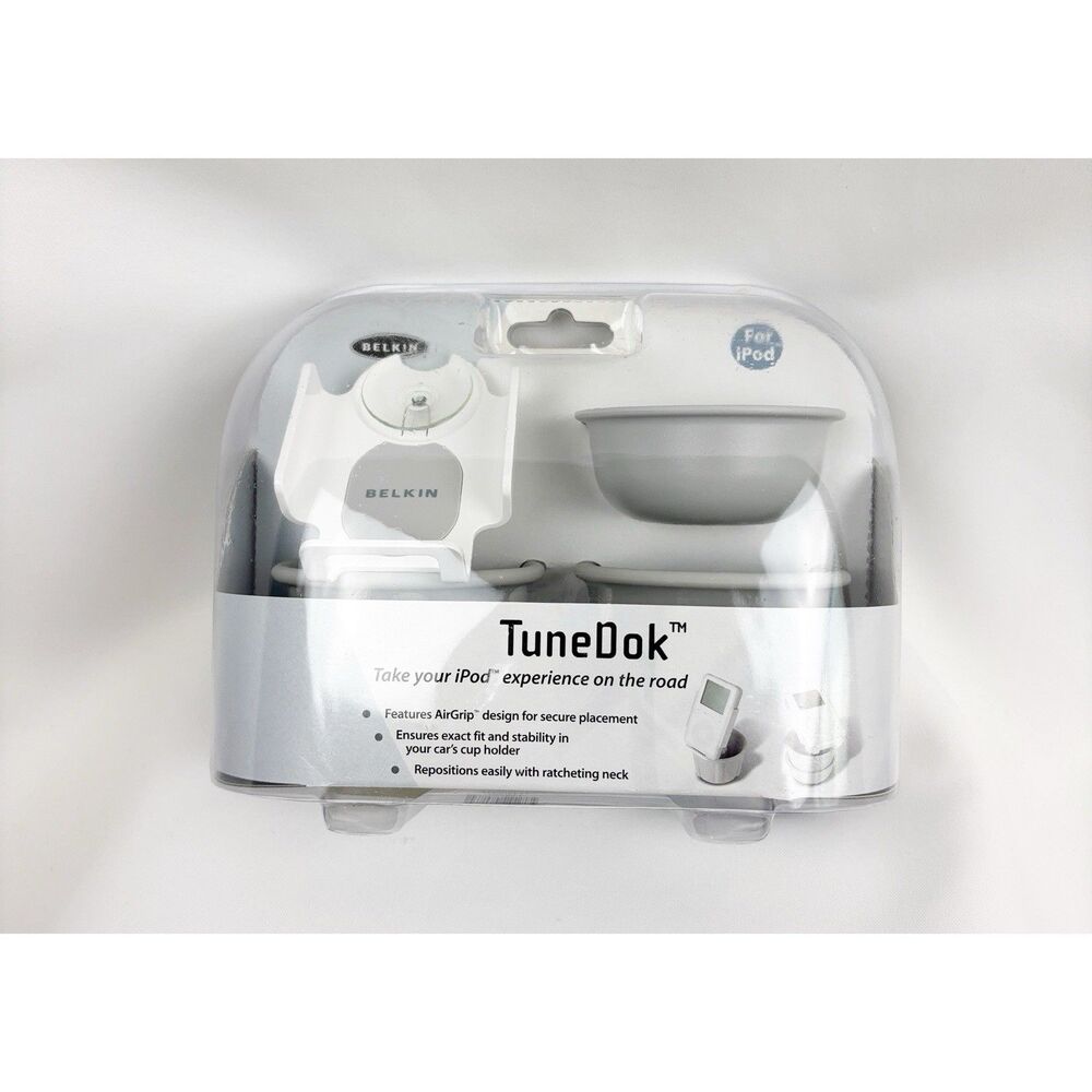 NEW Belkin TuneDok Car Cup Holder for iPod White & Gray
